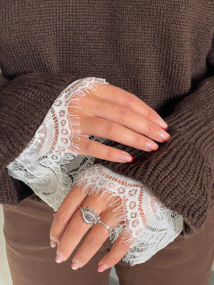 Pull dentelle marron