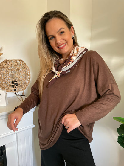 Ensemble pull foulard chocolat