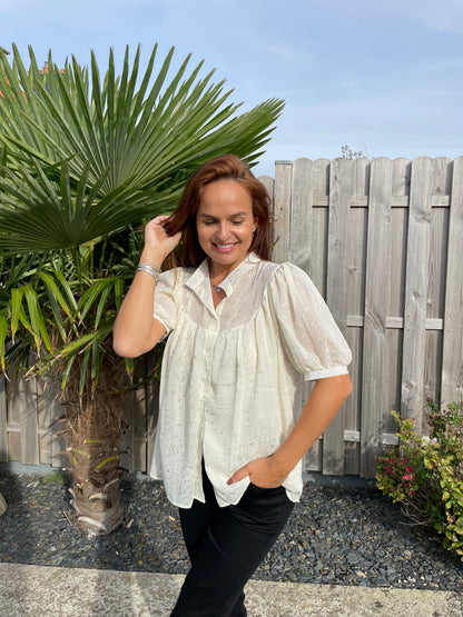 Blouse beige dorée