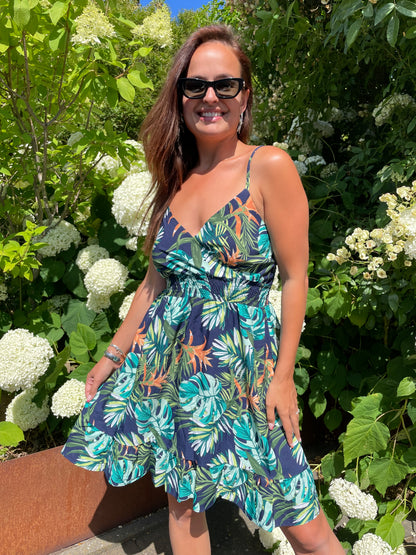 Robe courte exotique verte