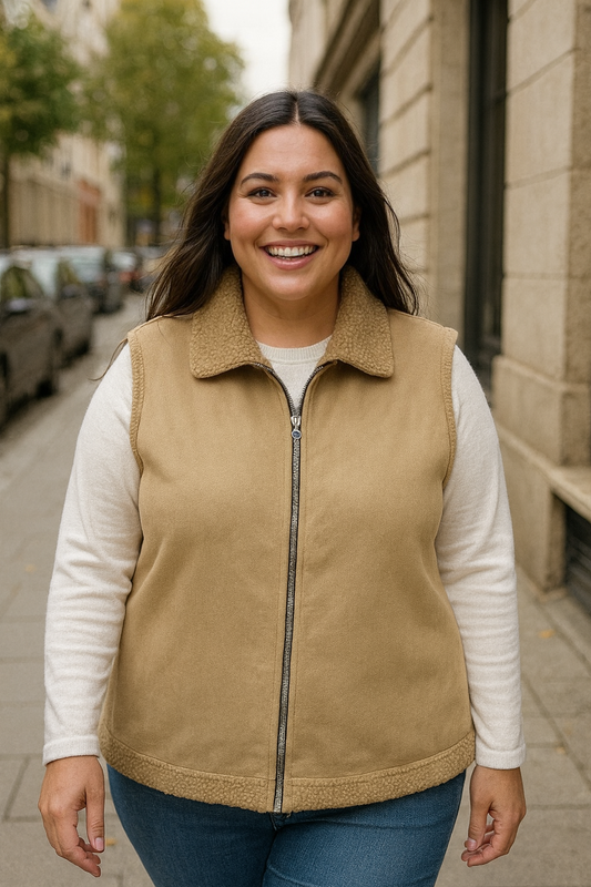 Veste fluffly beige T.46 à 52.