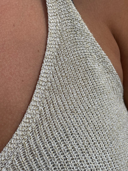 Débardeur brillant beige