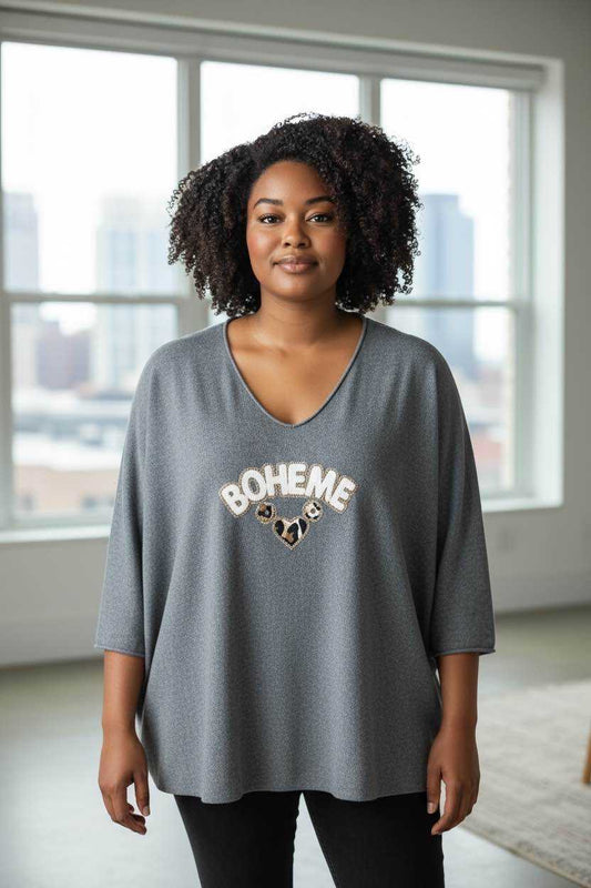 Pull Bohème gris