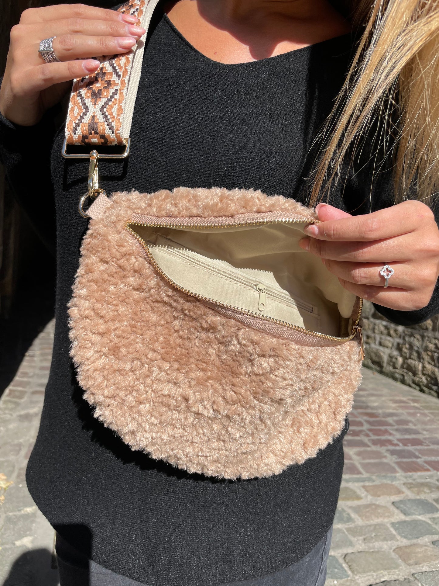 Sac bandoulière beige