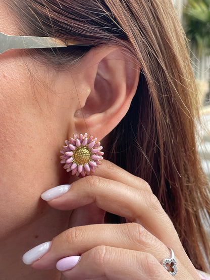 Boucles tournesols roses