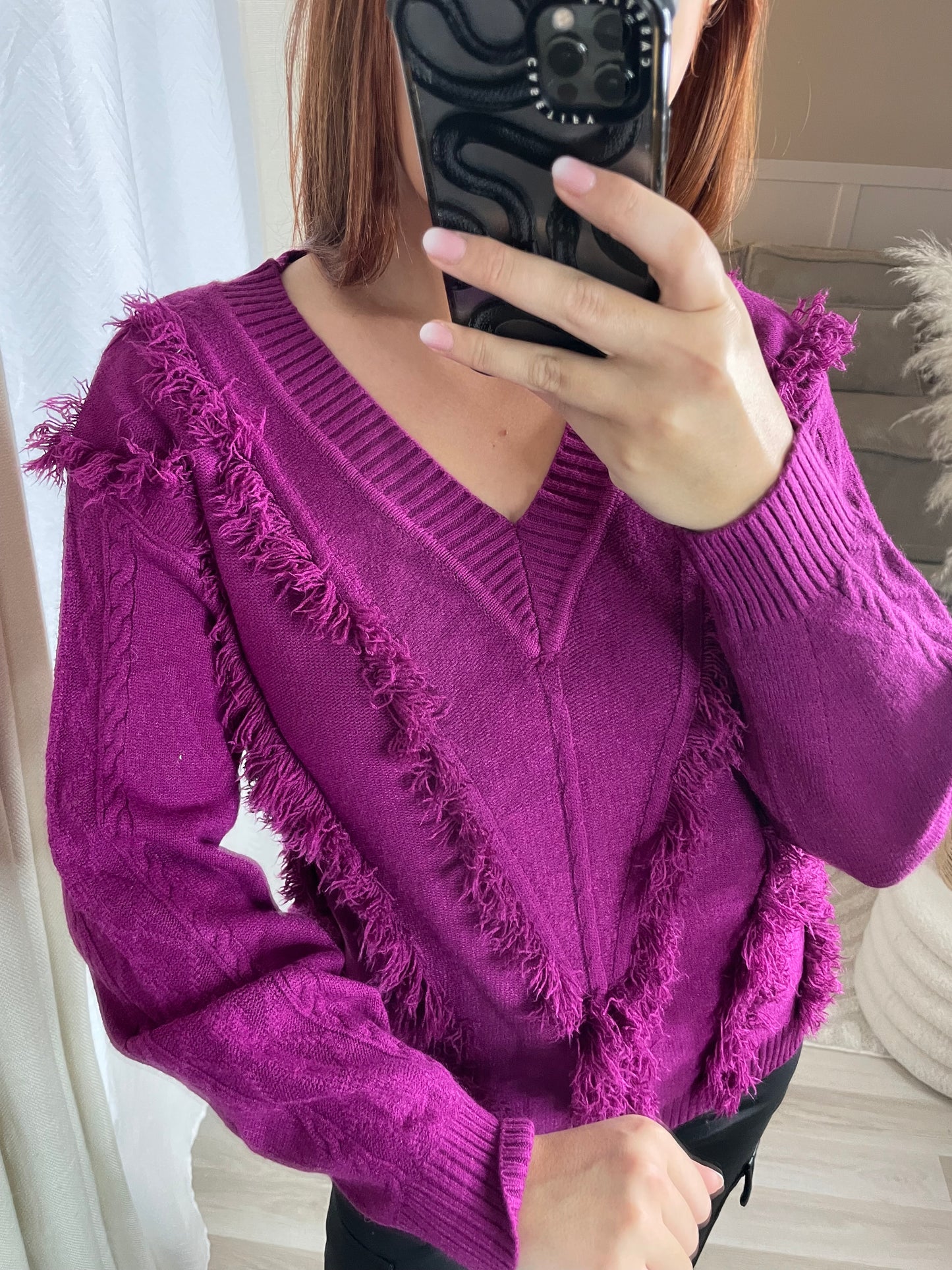 Pull Tulum col V mauve