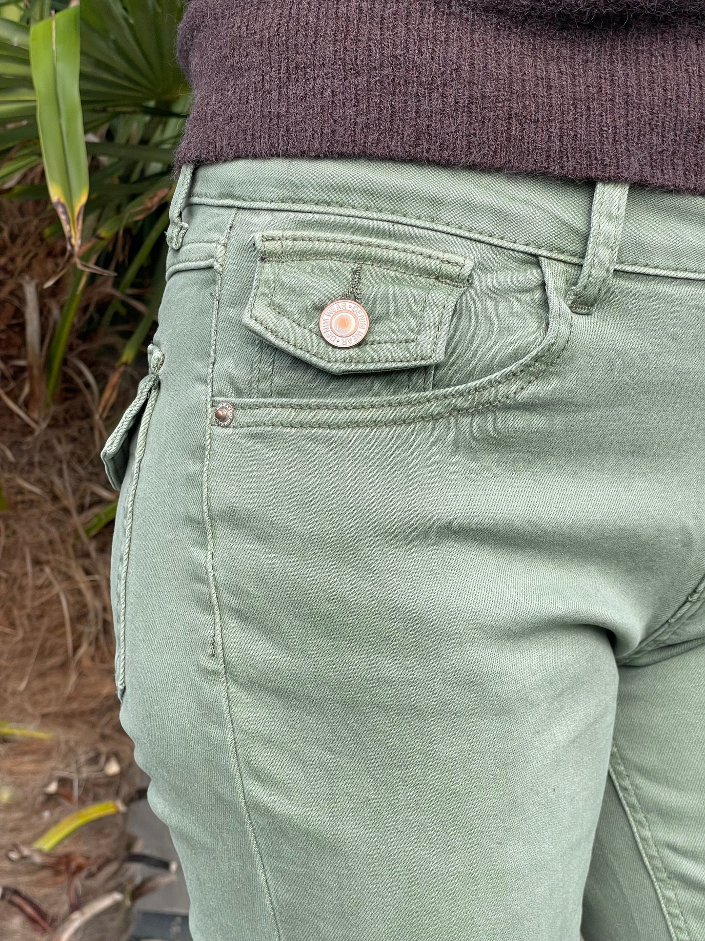 Jeans flare olive