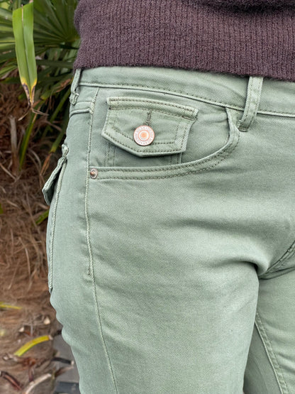 Jeans flare olive