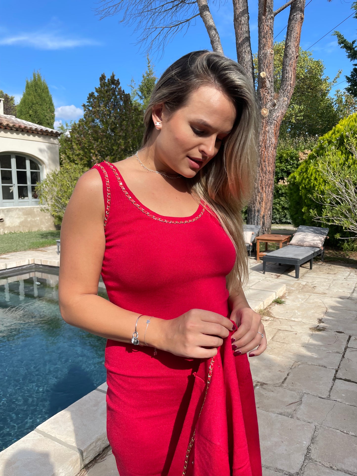 Ensemble robe gilet Éline rouge