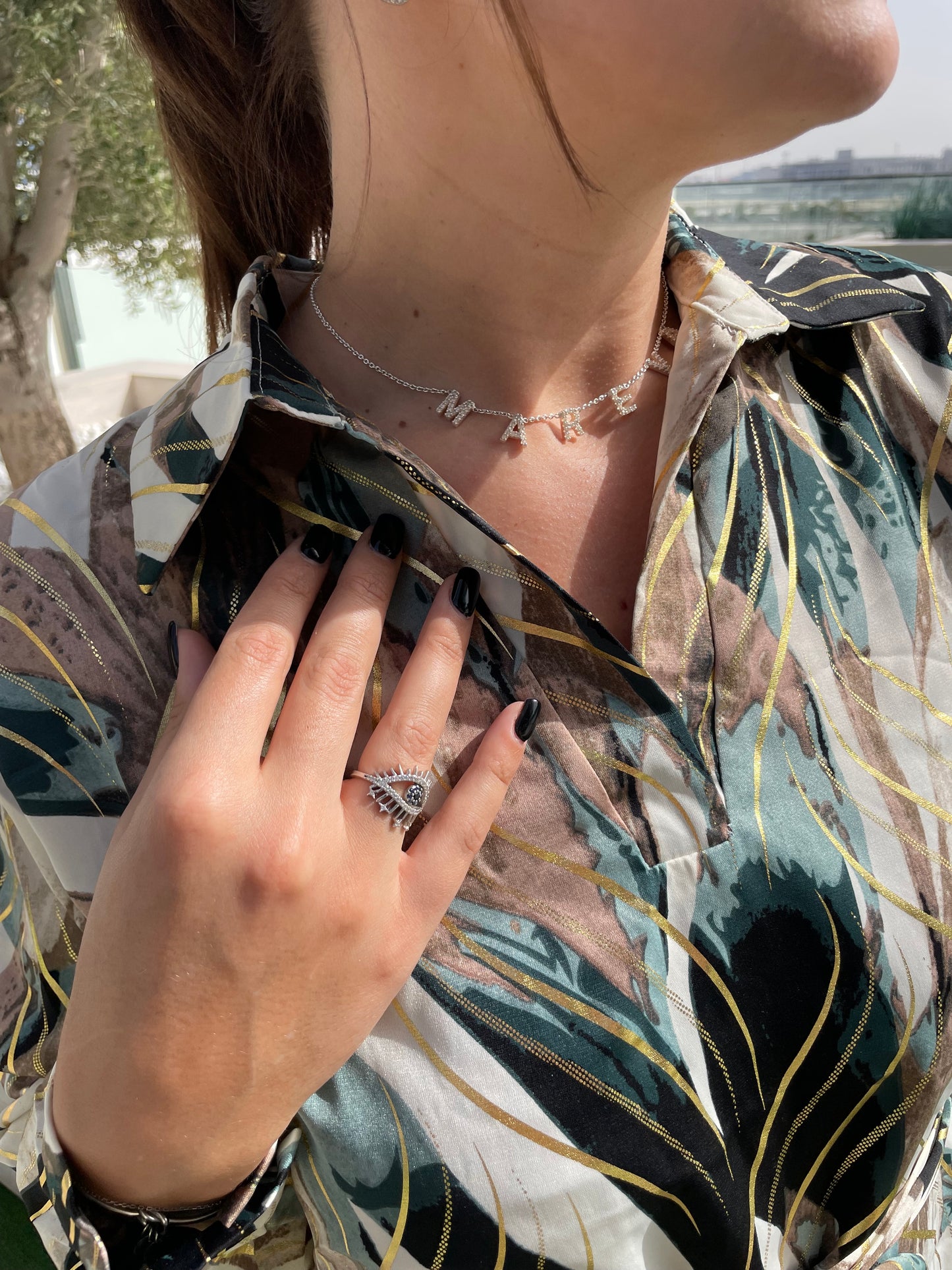 Robe Eva marron dorée