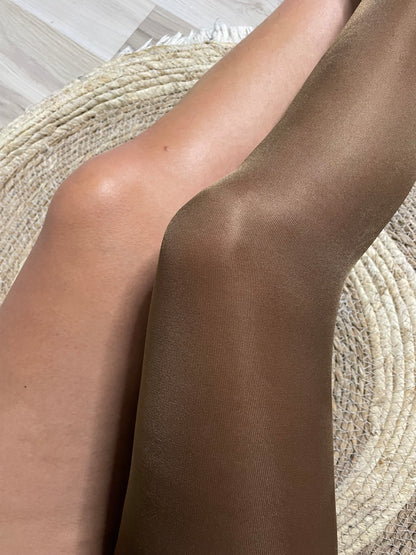 Collants marrons dorés