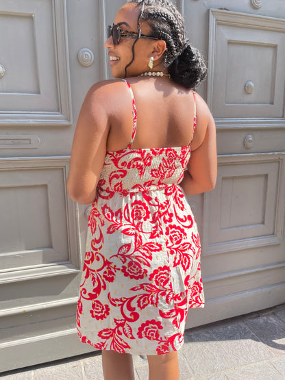 Robe courte dorée rouge