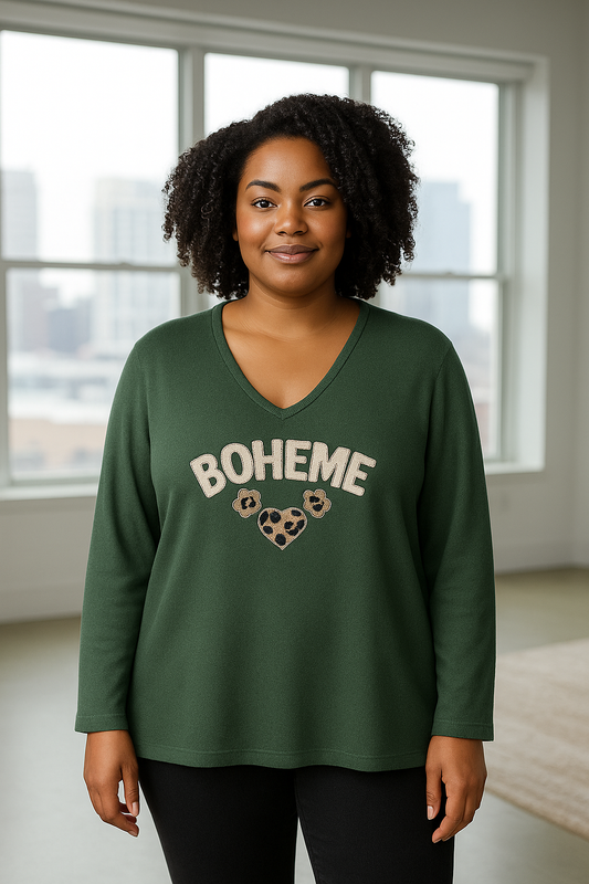 Pull Bohème kaki