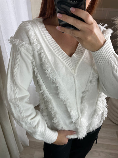 Pull Tulum col V blanc