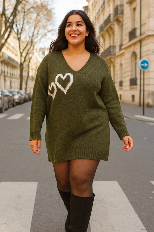 Robe pull heart kaki T.46 à 52.