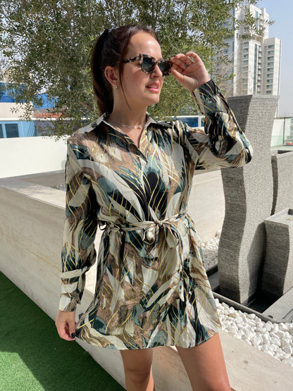 Robe Eva marron dorée