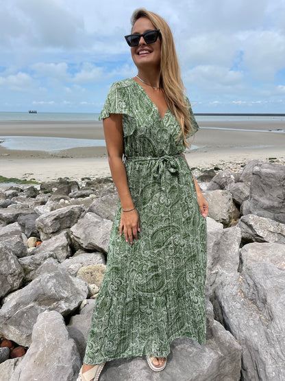 Robe longue Agathe verte