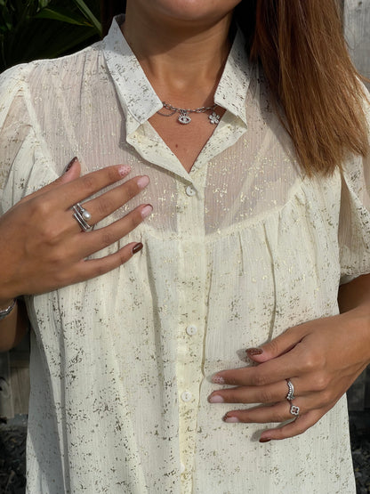 Blouse beige dorée
