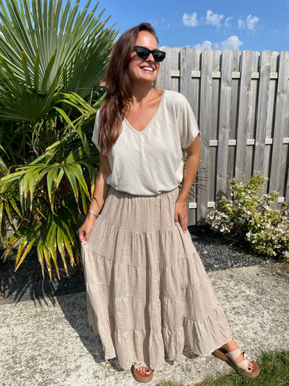 Jupe esmeralda beige