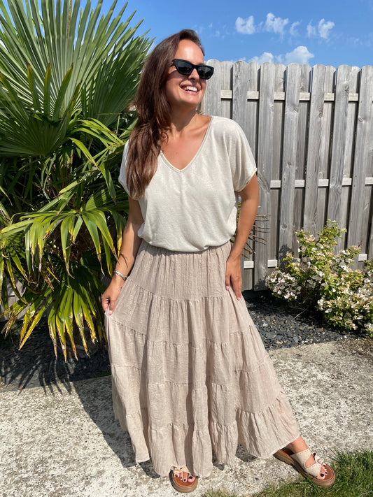 Jupe esmeralda beige