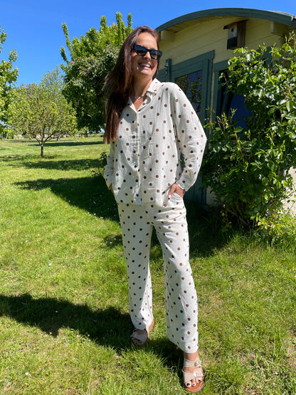 Chemise pois marrons