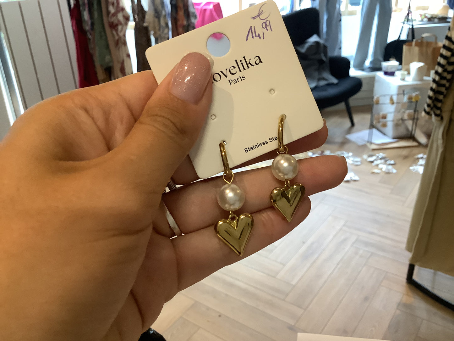 Boucle pendante coeur