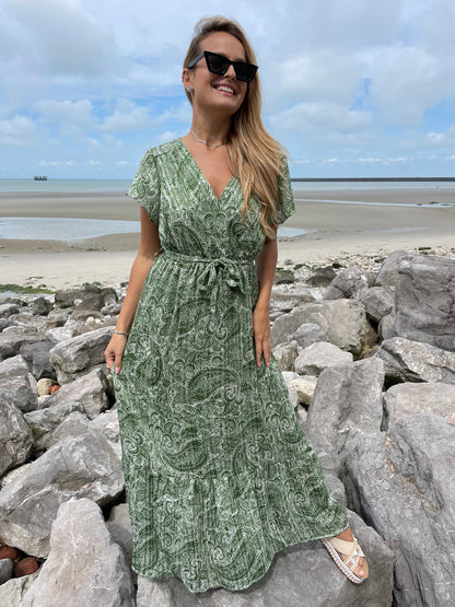 Robe longue Agathe verte