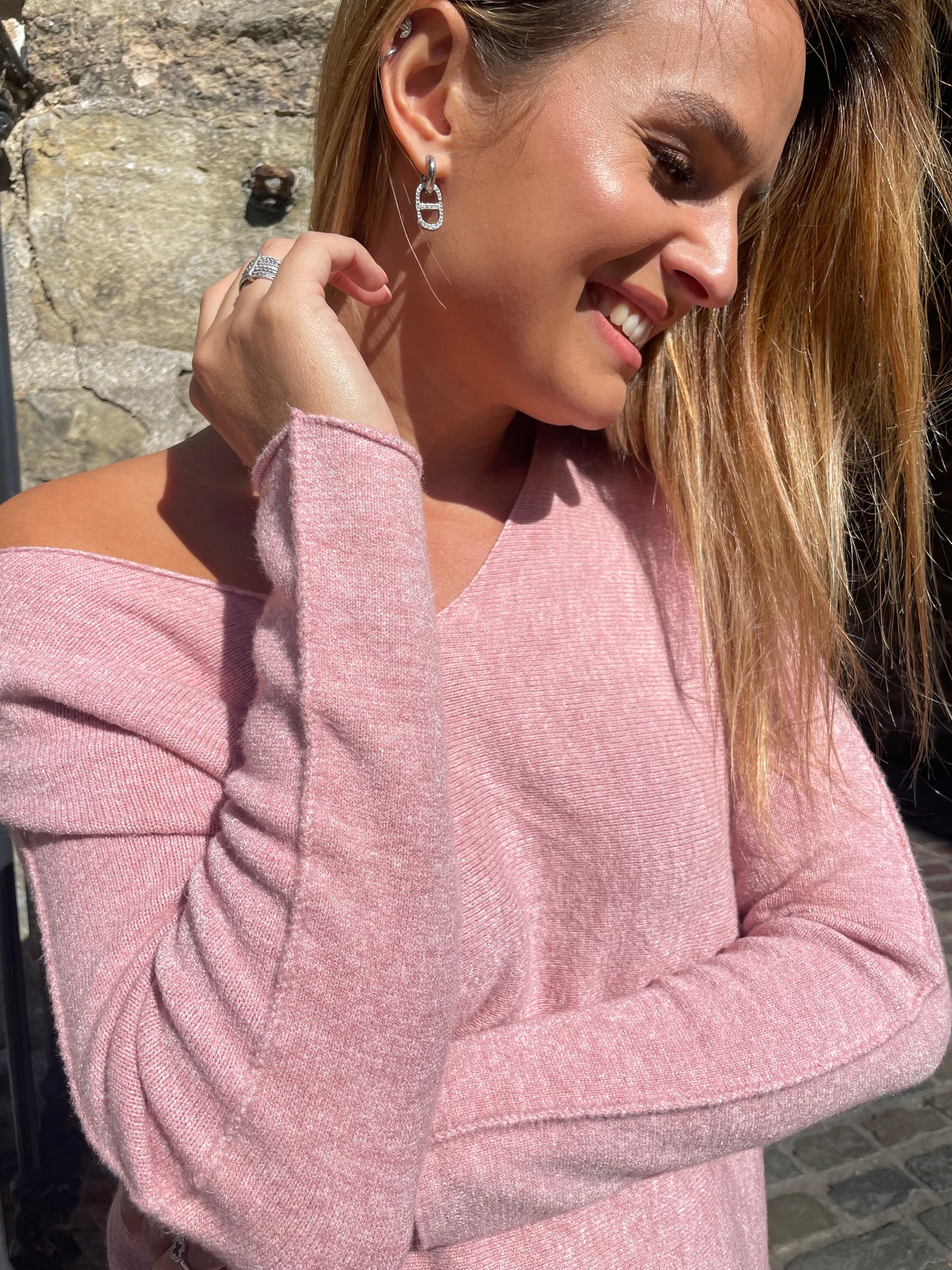 Pull Ambre rose poudré