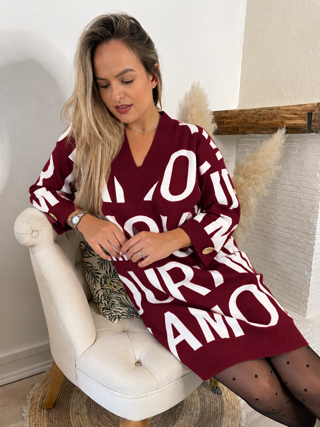Robe pull Amour bordeaux