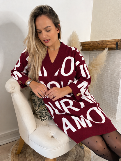 Robe pull Amour bordeaux