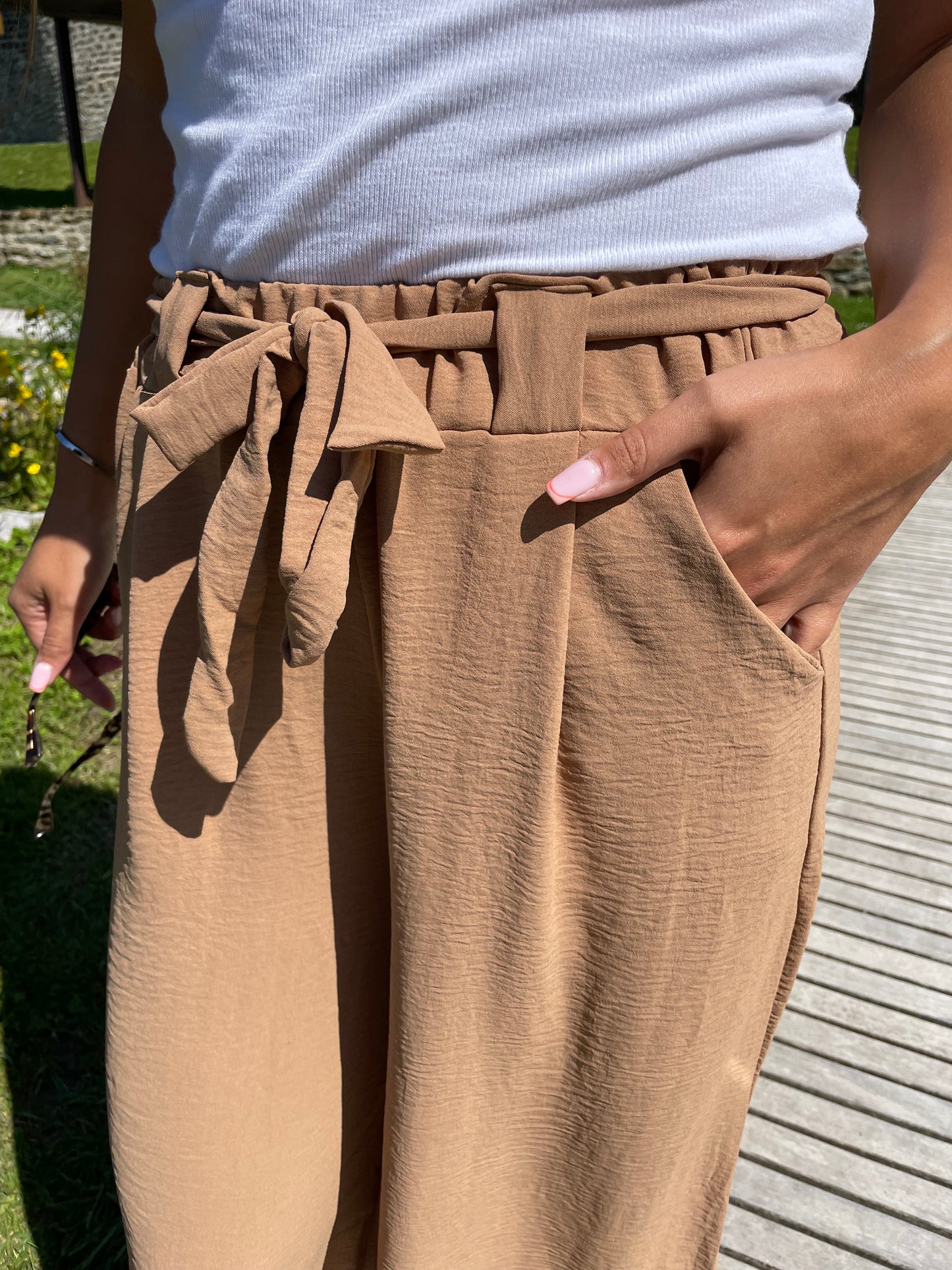 Pantalon uni beige