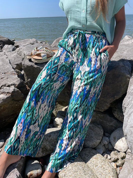 Pantalon Paint bleu/vert