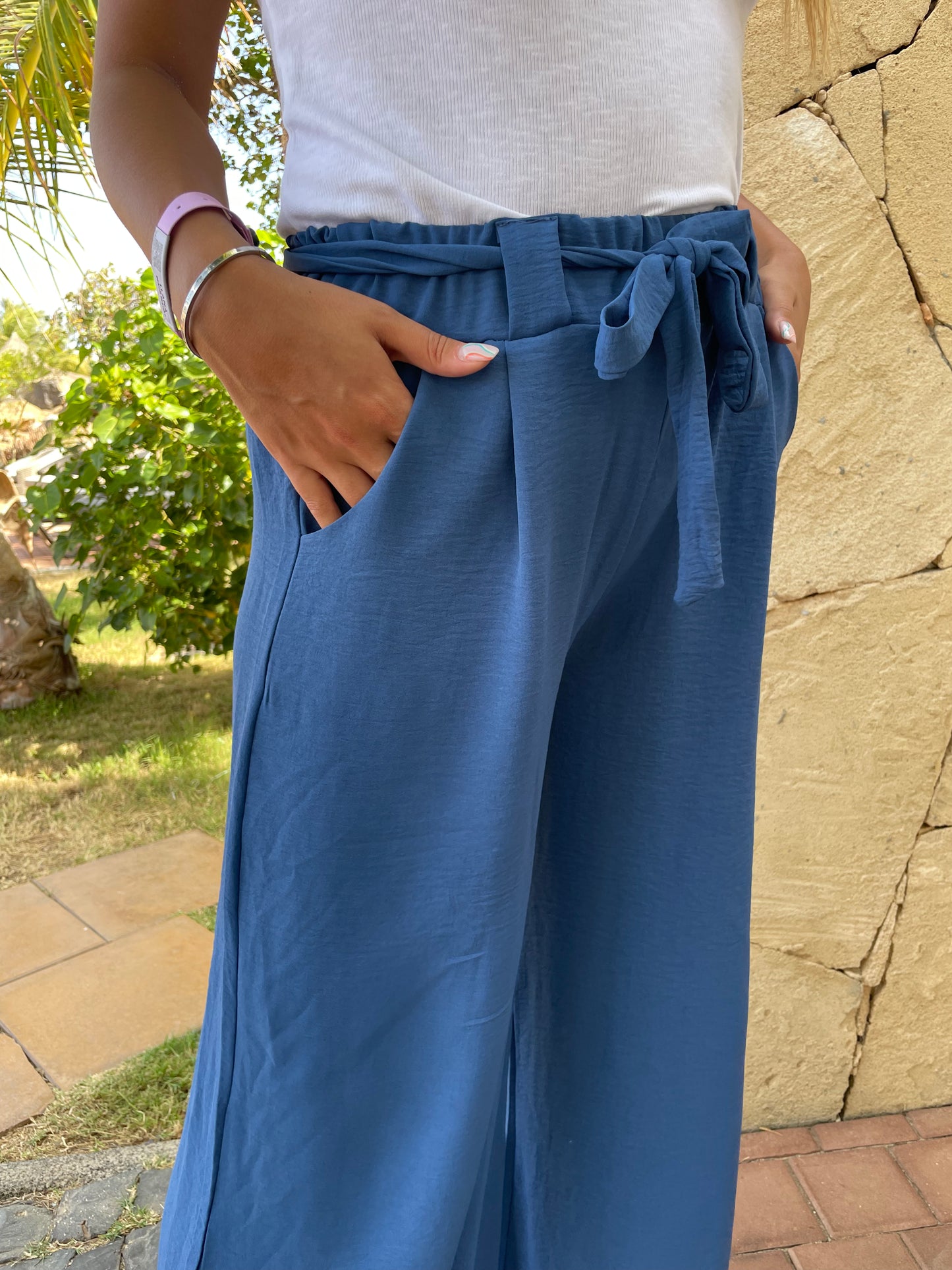 Pantalon uni bleu