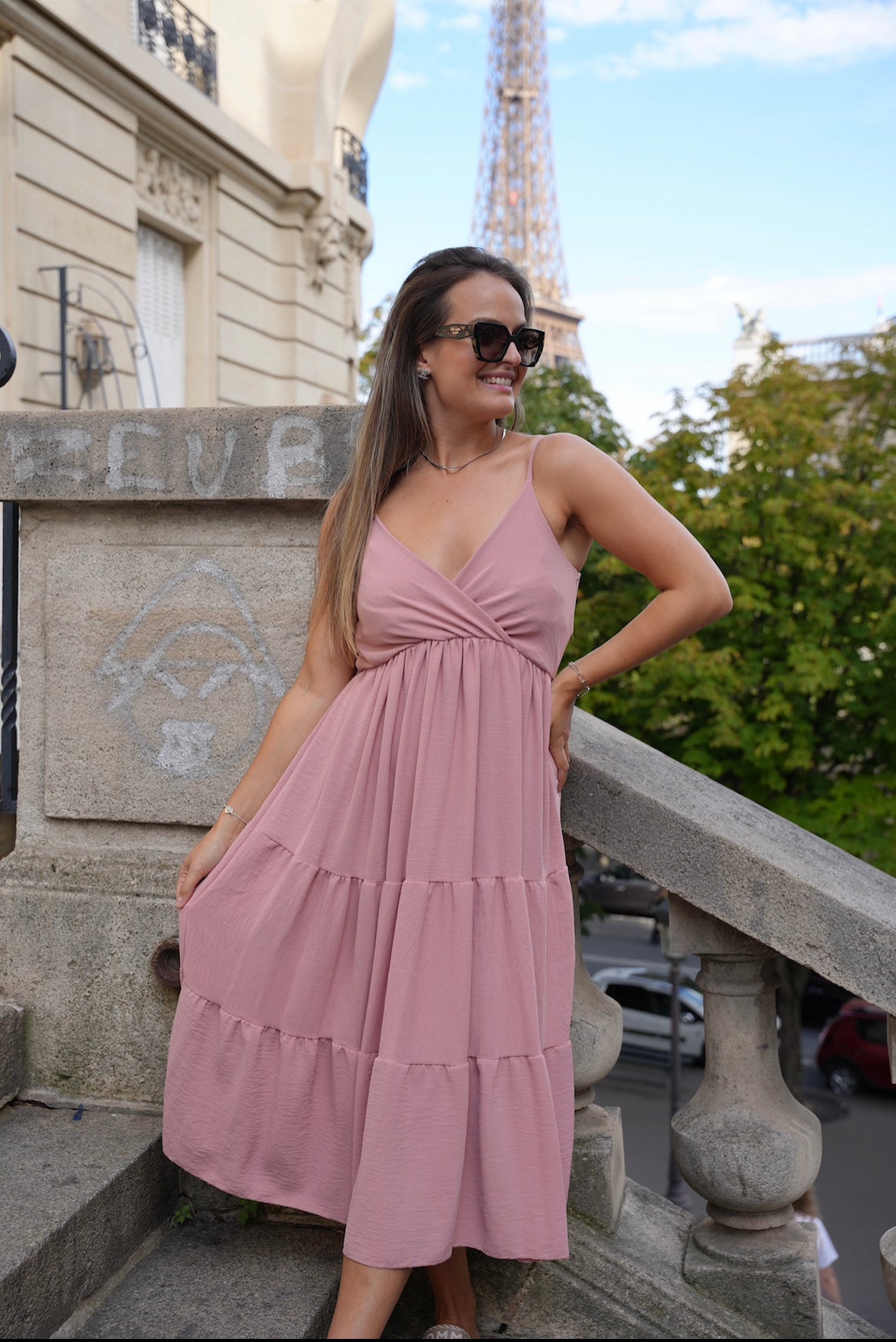 Robe Paola rose poudré