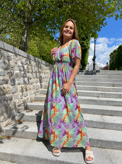 Robe Rainbow verte/mauve