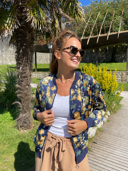 Veste Flowers bleue