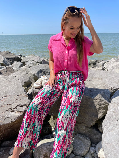 Pantalon Paint rose/vert