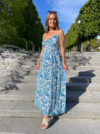 Robe longue Zoé bleue