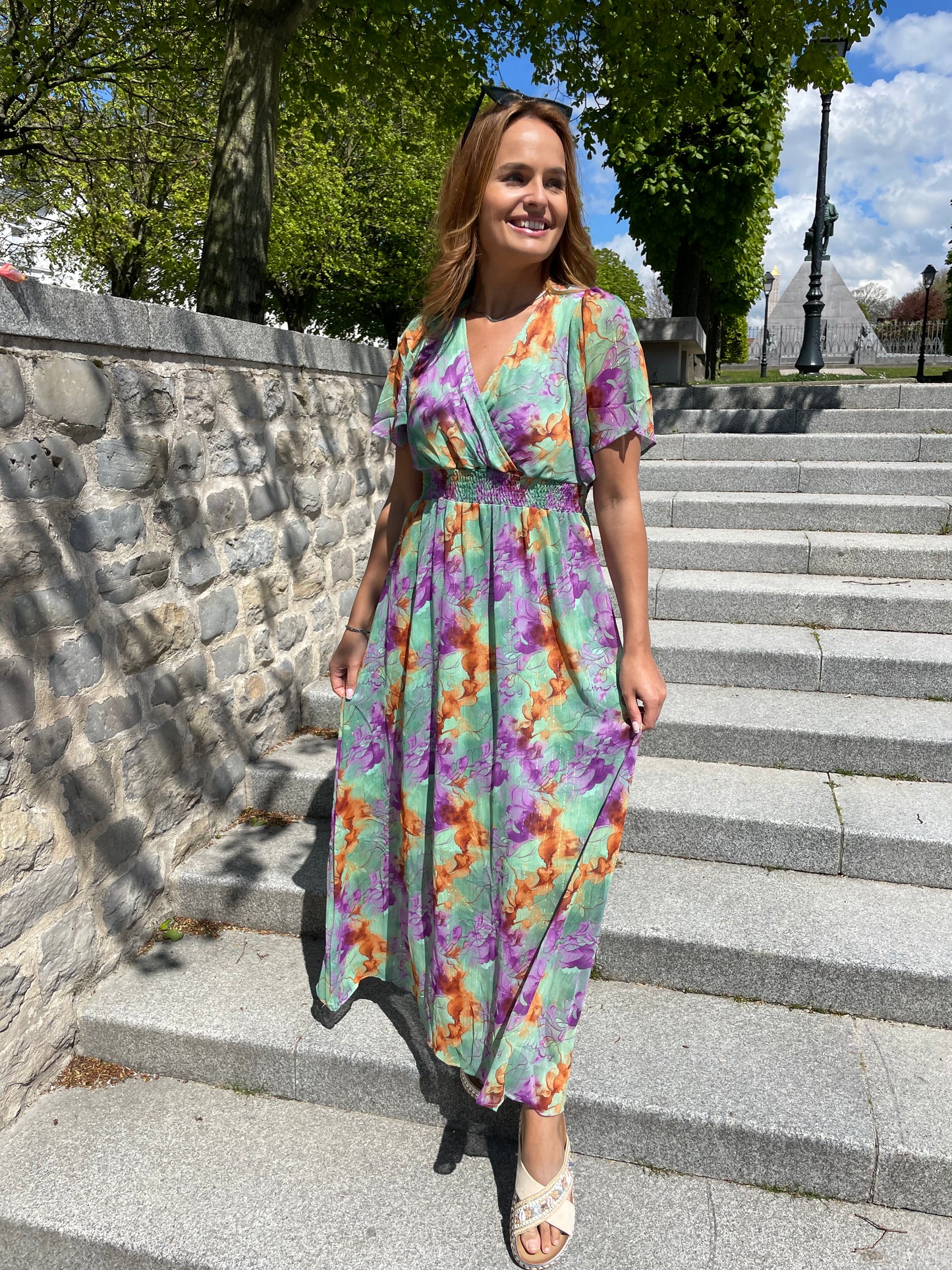 Robe Rainbow verte/mauve