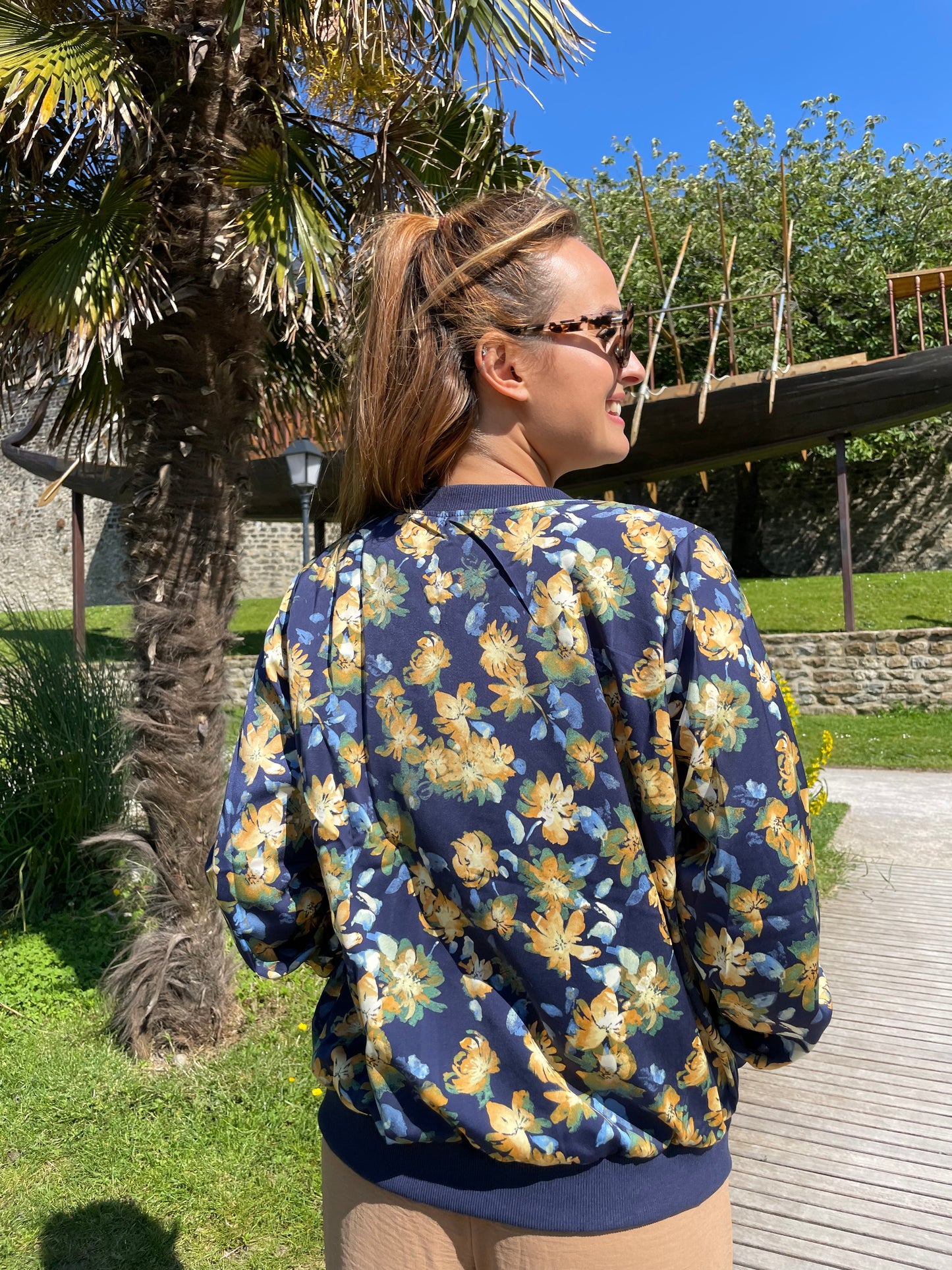 Veste Flowers bleue