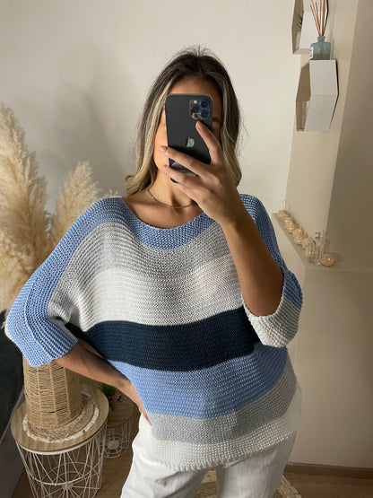 Pull maille bleu